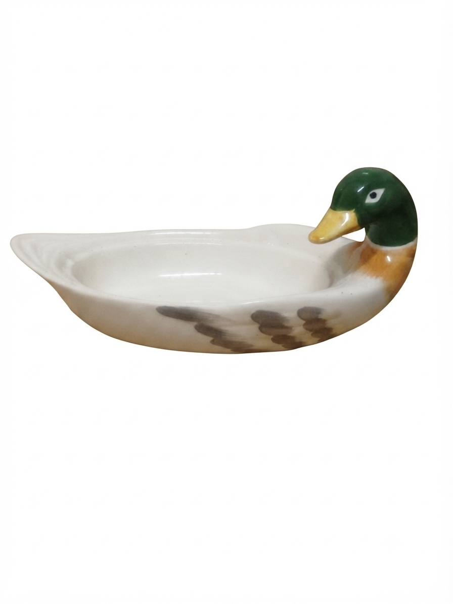 Coupe faïence vintage forme canard, style champêtre & cottage