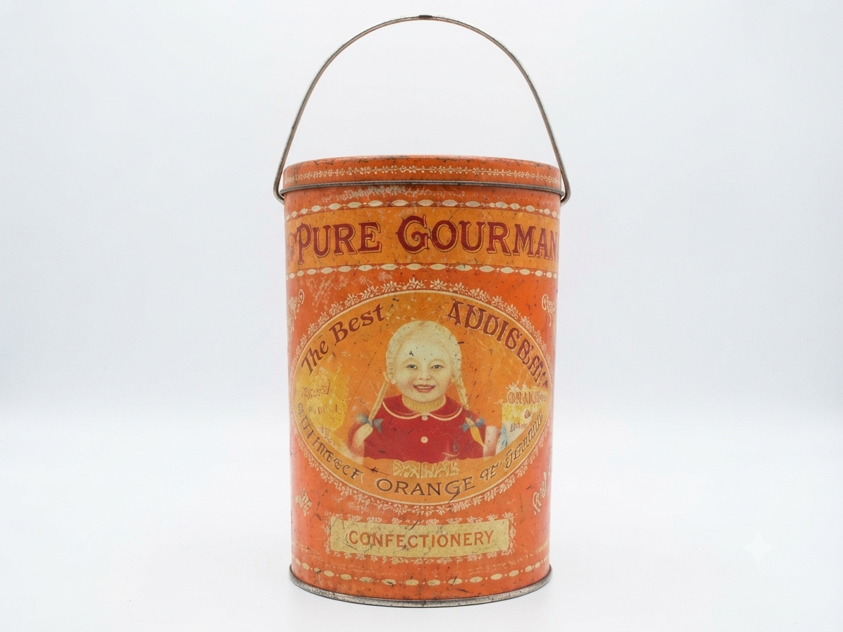 Ancienne boîte seau en métal La Cure Gourmande — Esprit cottage & brocante