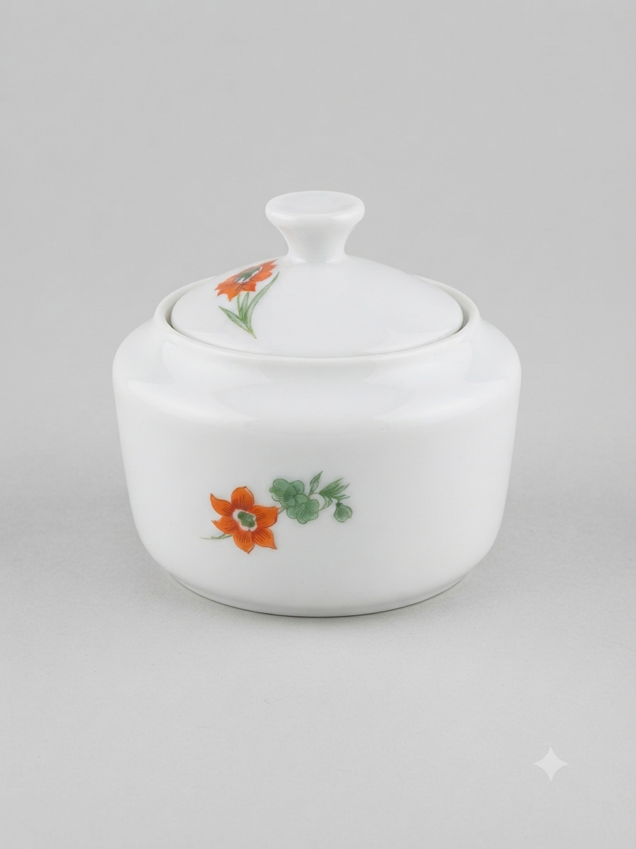 Service à thé vintage "European Tableware" en porcelaine florale orange