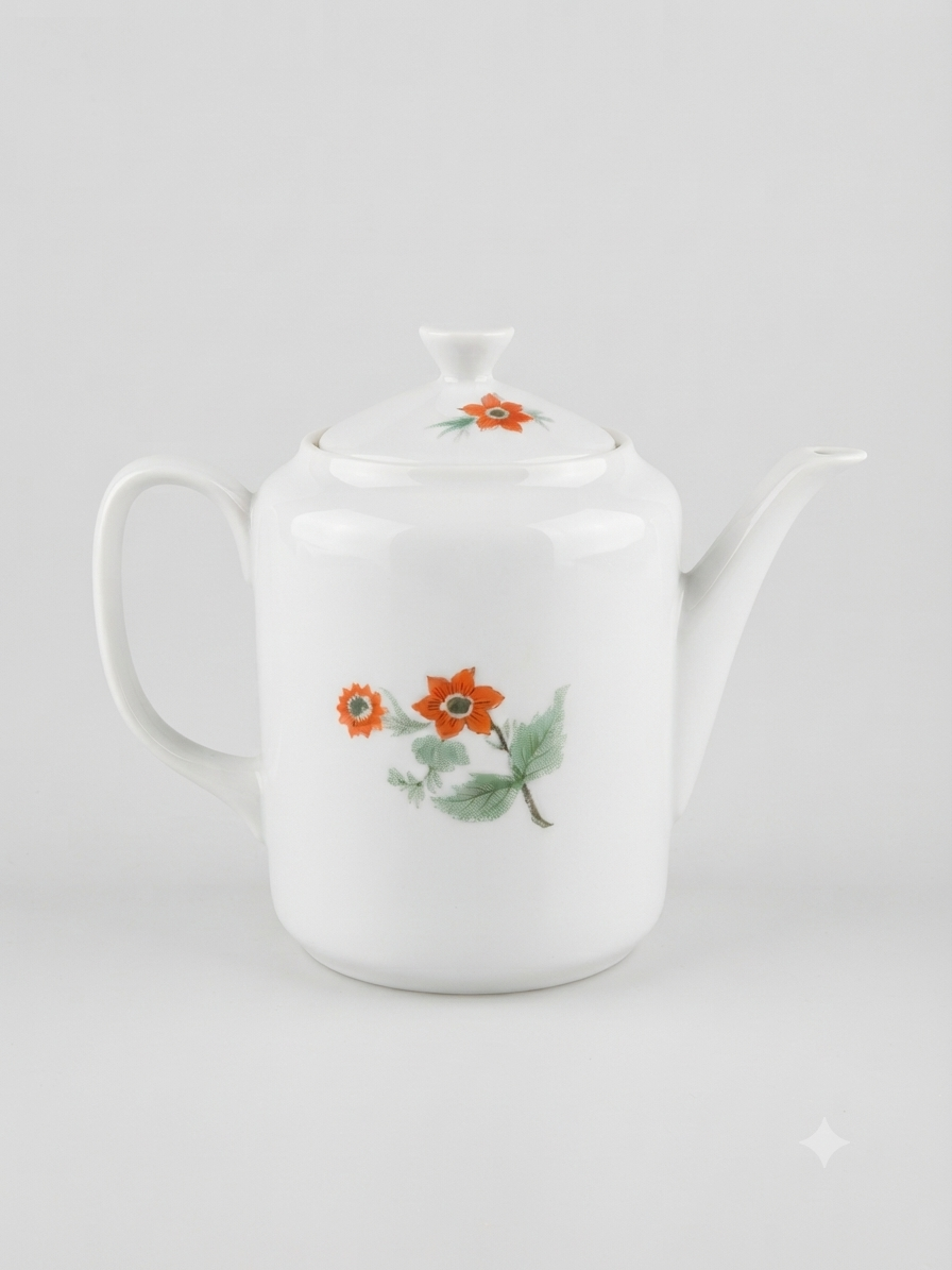 Service à thé vintage "European Tableware" en porcelaine florale orange