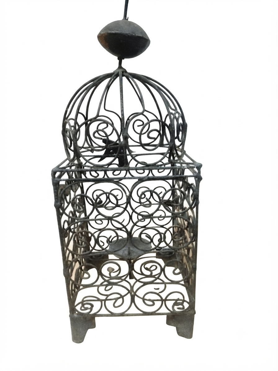 Grande lanterne cage en fer forgé 41 cm – Déco vintage & campagne