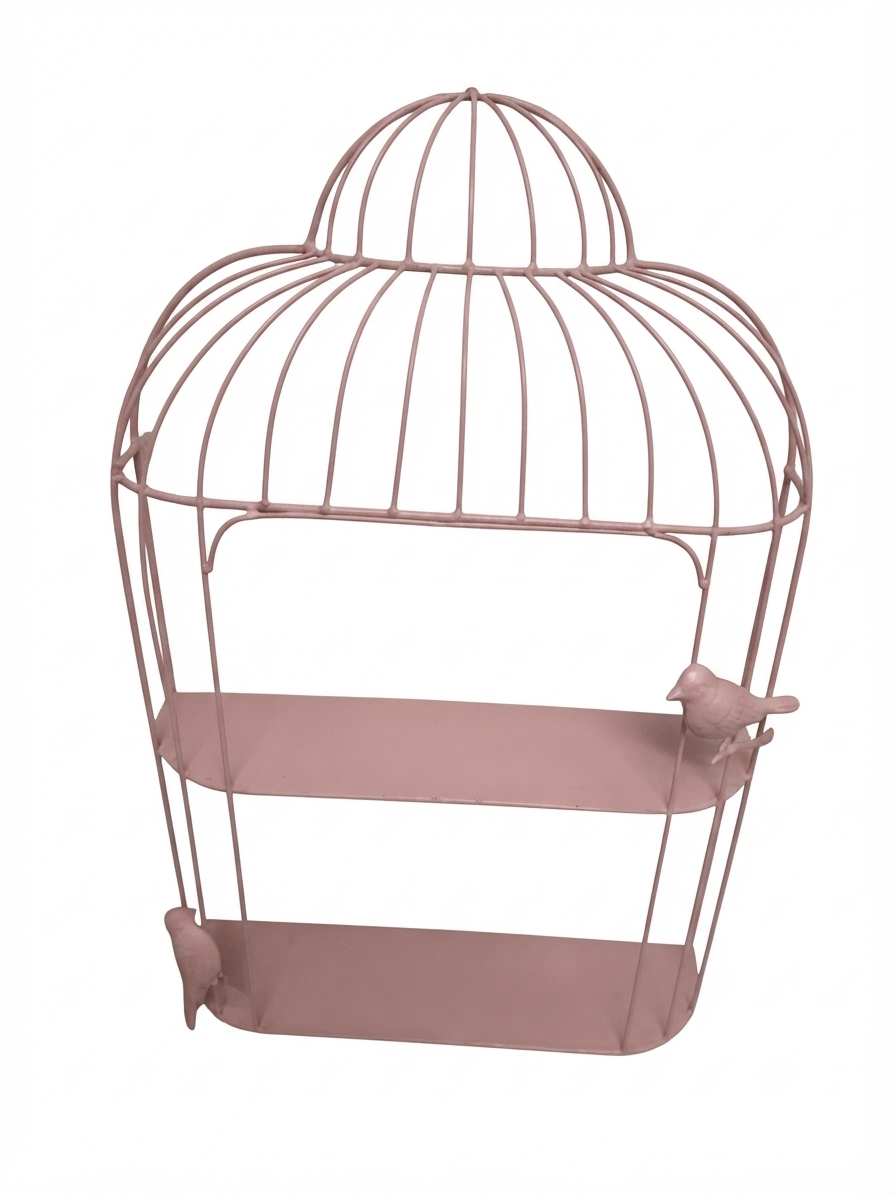 Étagère cage à oiseaux « Douceur poudrée » – Shabby & Poétique