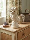 Grande Statuette Chouette Blanche 34 cm | Déco Cottage & Campagne Chic
