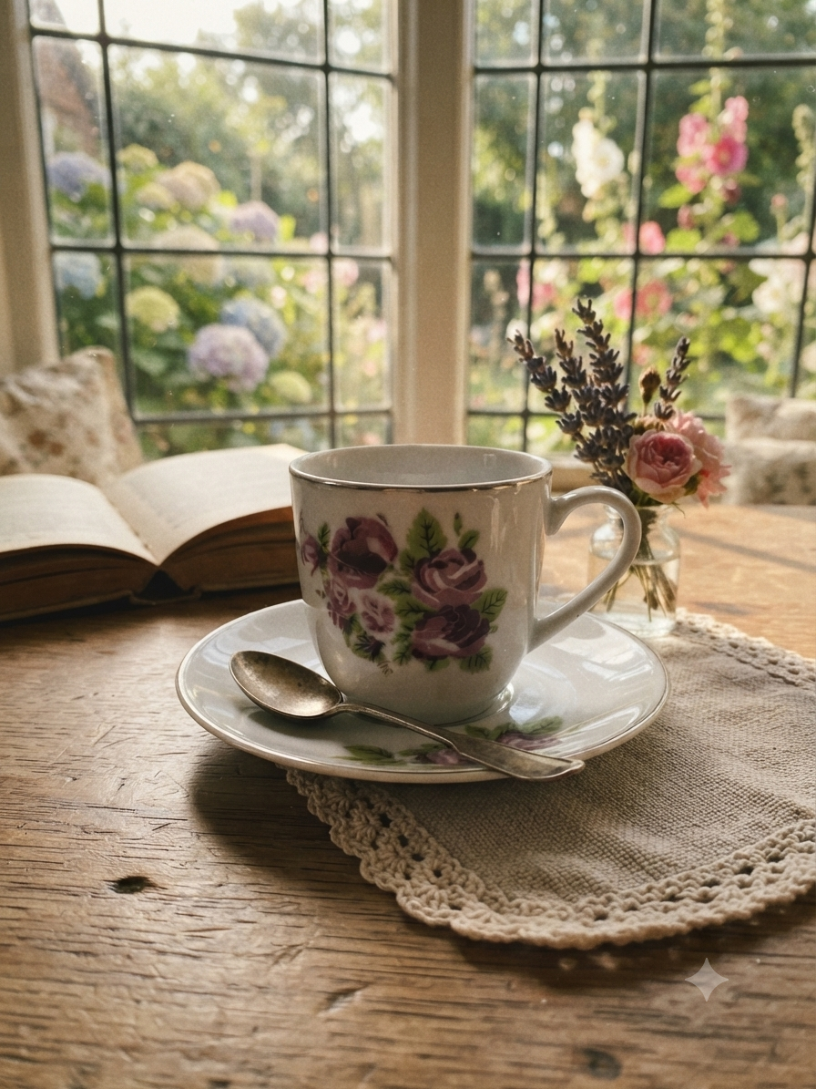 Ensemble tasse et soucoupe rétro – Esprit Cottage