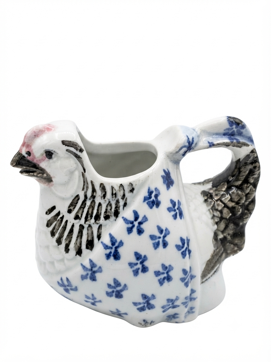 Douceur Campagne — Adorable coq/poule en faïence ancienne et motifs bleus
