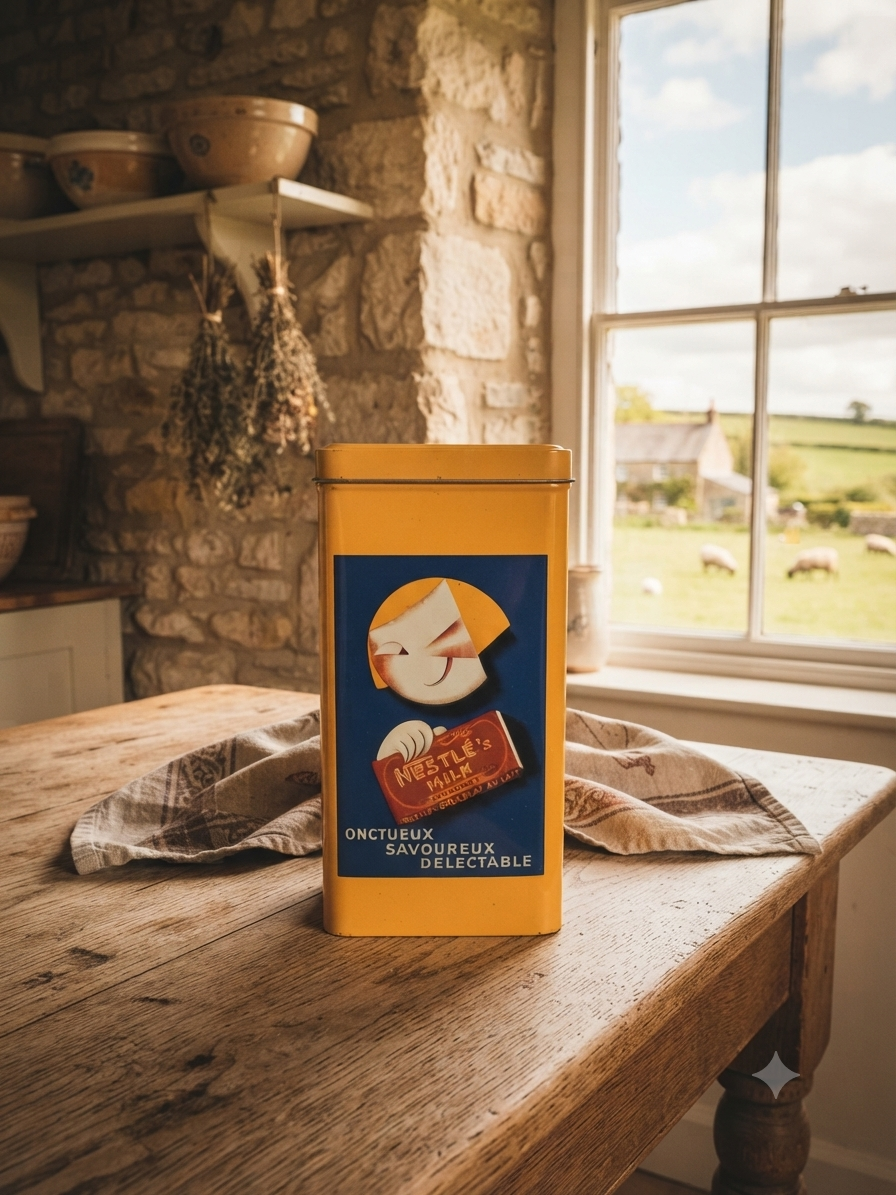 Boîte en métal vintage Nestlé's Milk – Déco rétro & art publicitaire (Hauteur 21 cm)