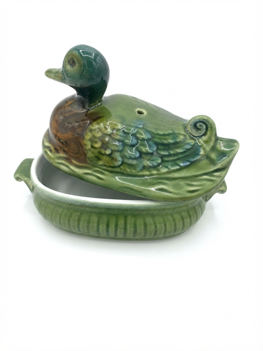 Canard faïence vintage France / Terre à feu Desvres