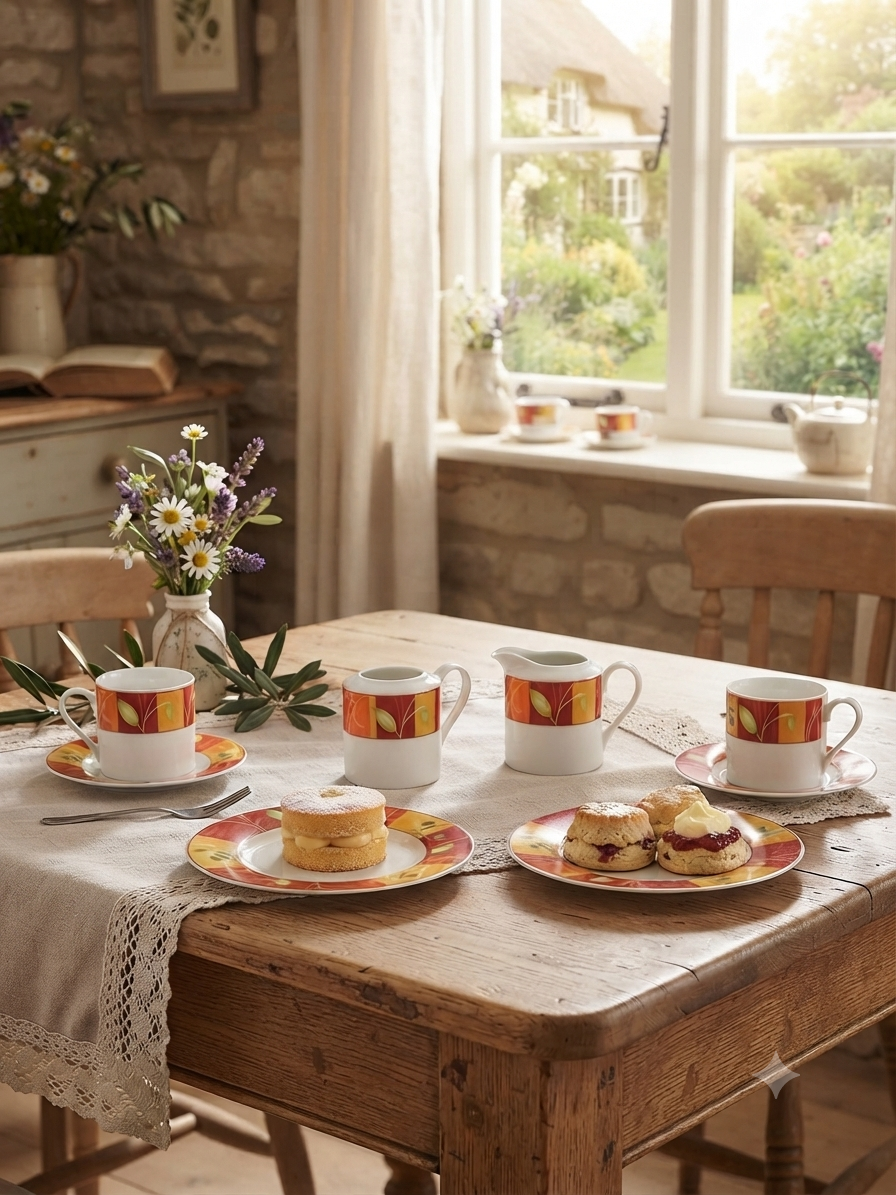 Service à café rétro "Café Folliet" – Ambiance Cottage & Vintage