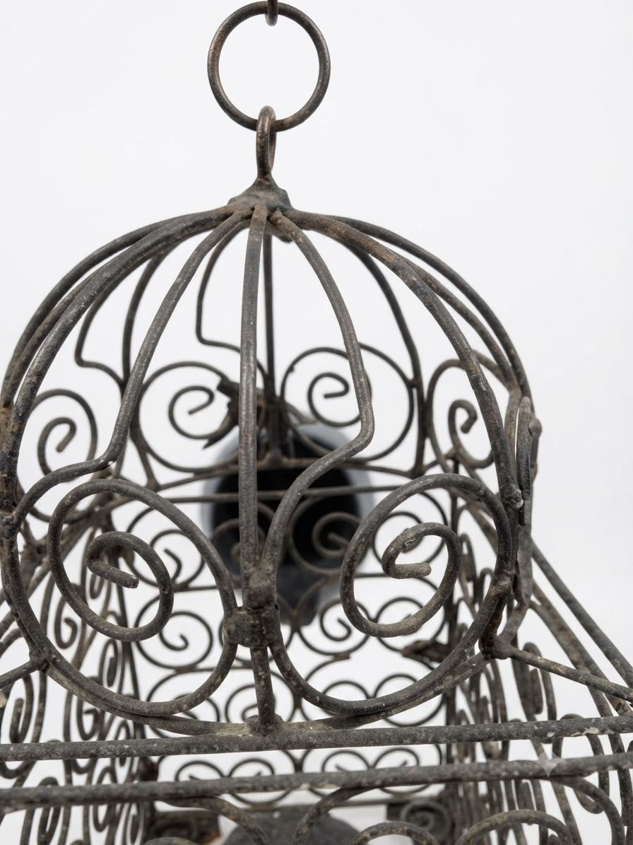 Grande lanterne cage en fer forgé 41 cm – Déco vintage & campagne