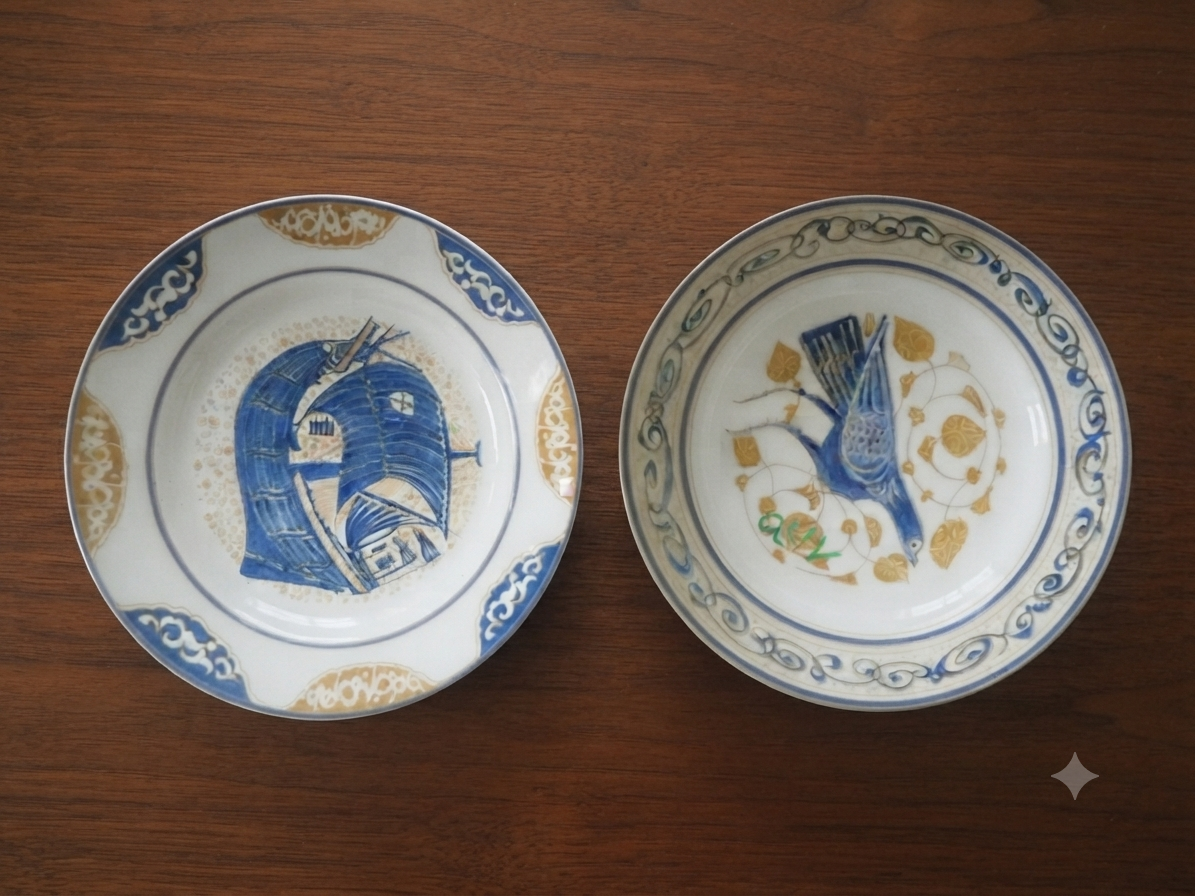 Paire d'assiettes de collection "Collezione Luna Nuova"