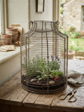 Grande cage-lanterne en fil de fer patiné – Esprit campagne & cottage