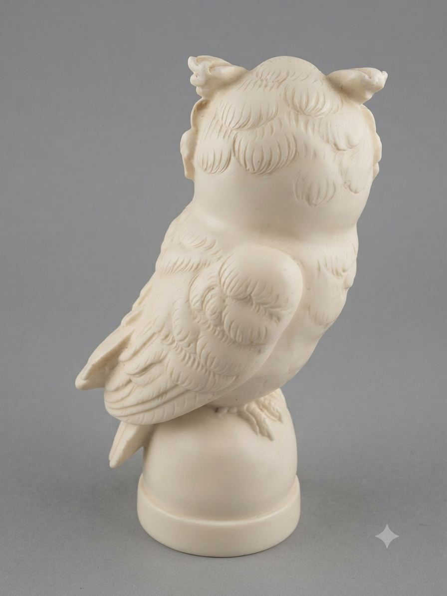 Grande Statuette Chouette Blanche 34 cm | Déco Cottage & Campagne Chic