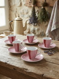 Service de 6 tasses à café vintage rose à pois