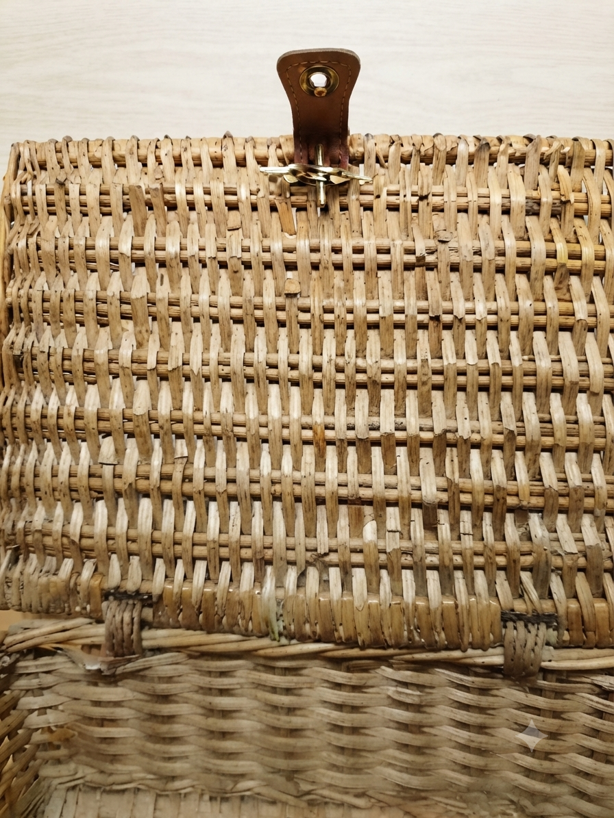 L'essentiel champêtre : panière en osier tressé & lanière cuir