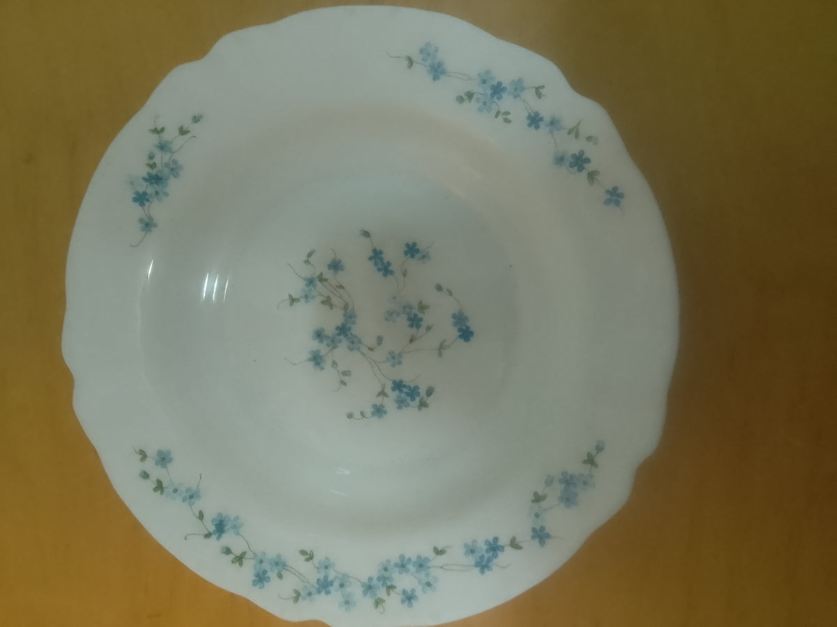 Grand plat rond de service vintage Arc 30 cm — Décor floral bleu / Esprit Cottage Arcopale