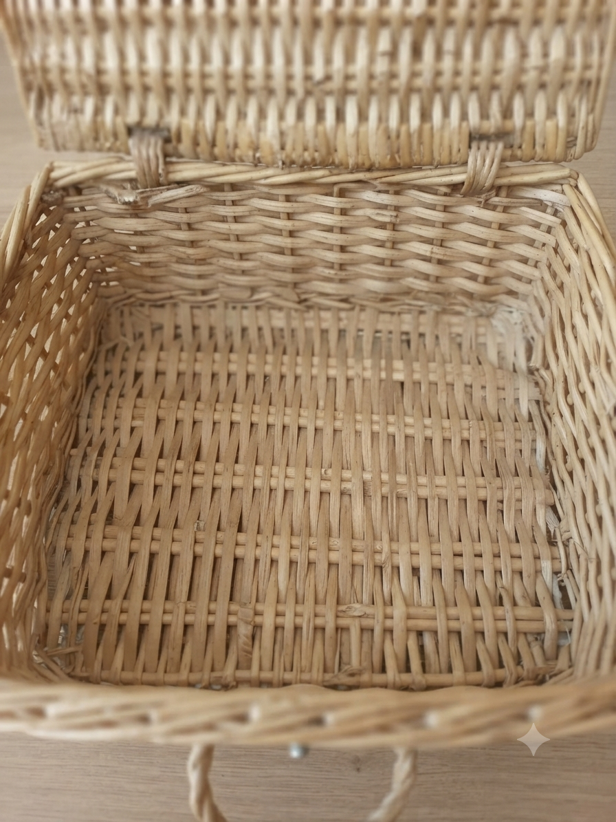 L'essentiel champêtre : panière en osier tressé & lanière cuir