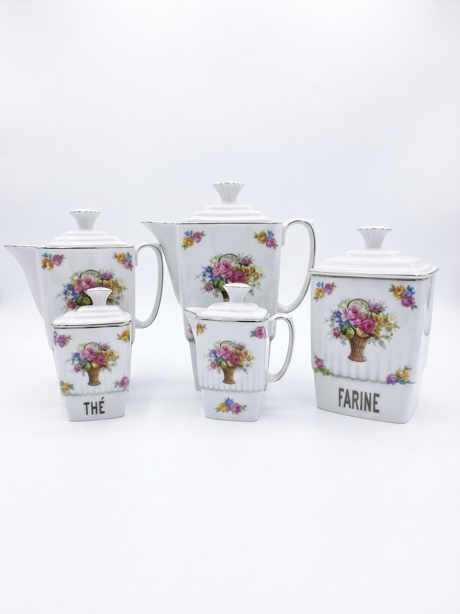 Service de cuisine romantique campagne chic – Porcelaine florale