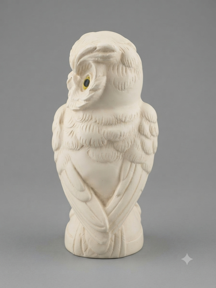 Grande Statuette Chouette Blanche 34 cm | Déco Cottage & Campagne Chic