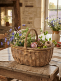 Panier ancien ovale en osier tressé — Charme authentique et esprit campagne