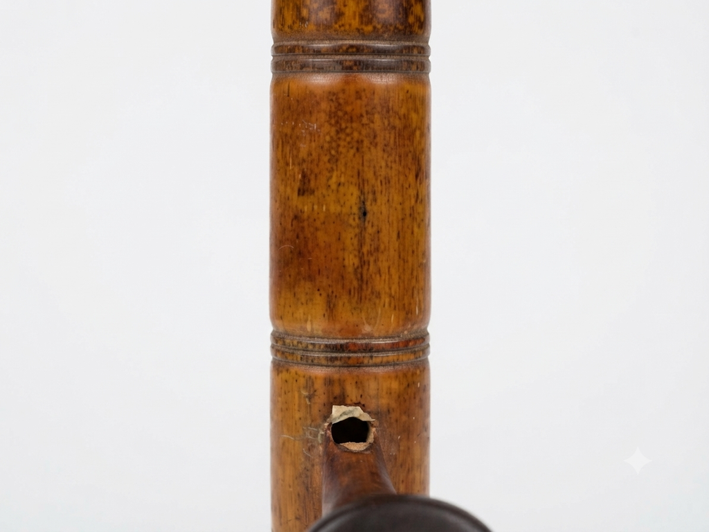 Patère ancienne en bois type bambou tourné (5 pompons / patères)
