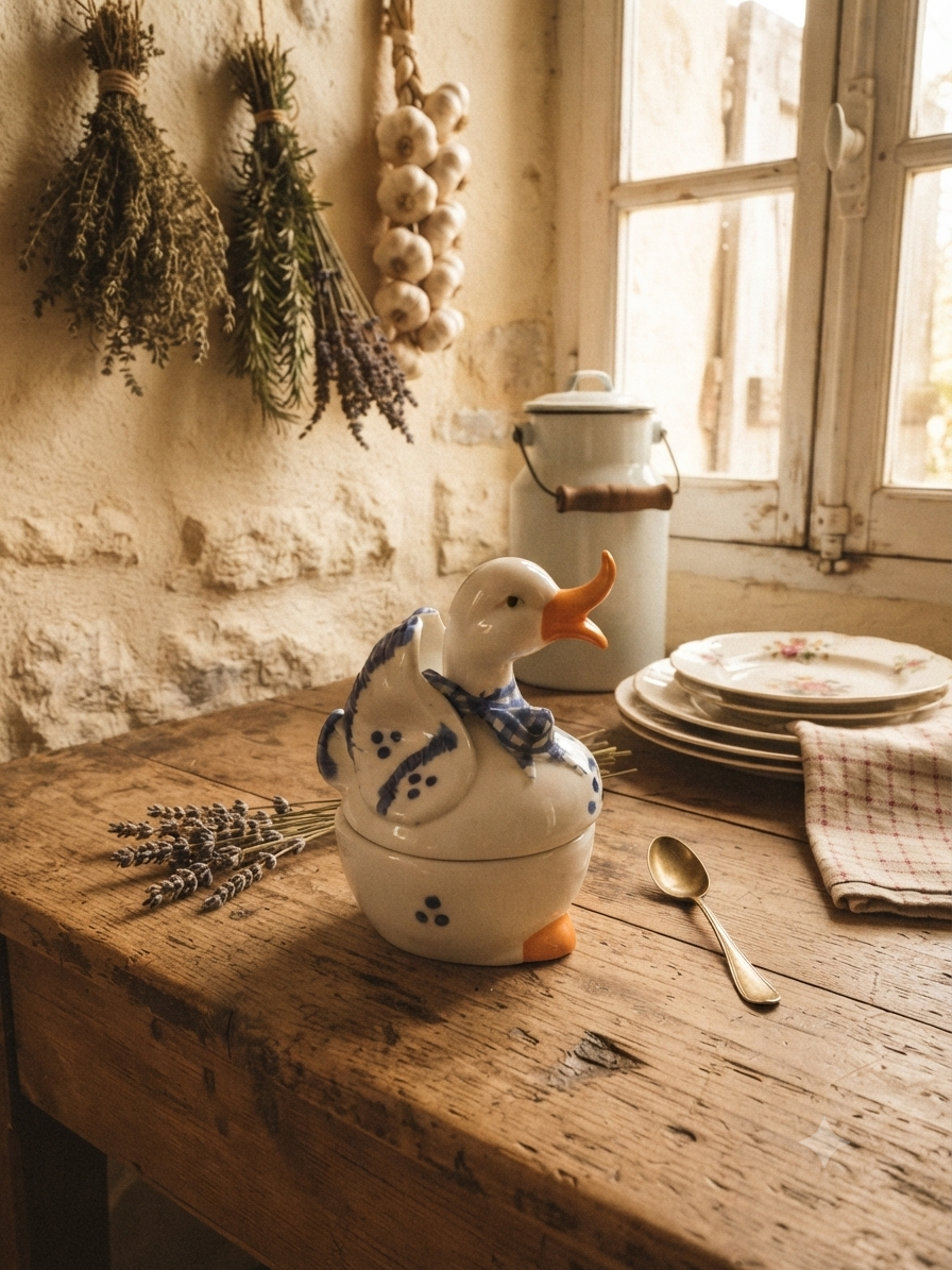 Boîte canard en céramique Atelier – Esprit cottage chic 14,5 cm