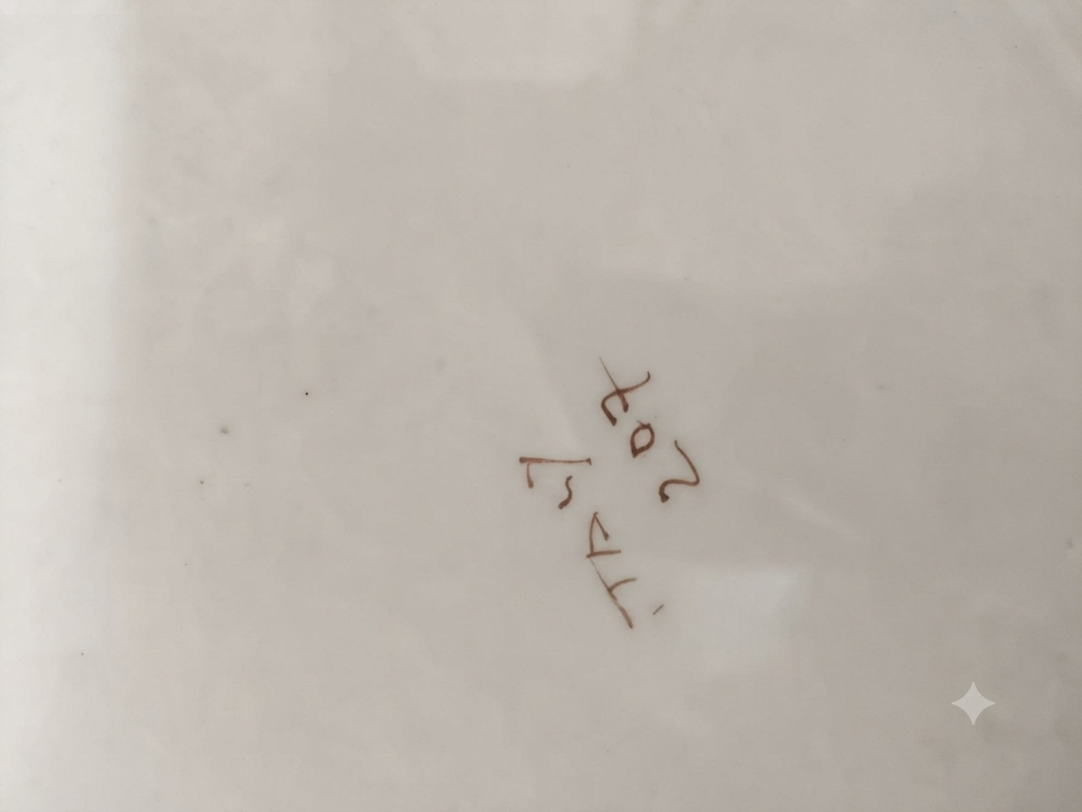 Grand plat rond en céramique peinte main - Style italien - Ø 33-34 cm - Réf 207