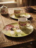 Lot de 2 tasses et sous-tasses ovales esprit nature & campagne