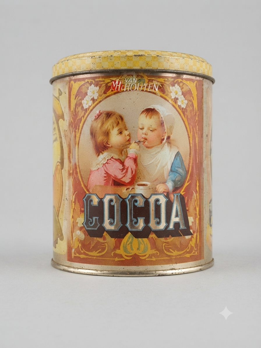 Boîte métal vintage Van Houten | Décor rétro enfants 13 cm