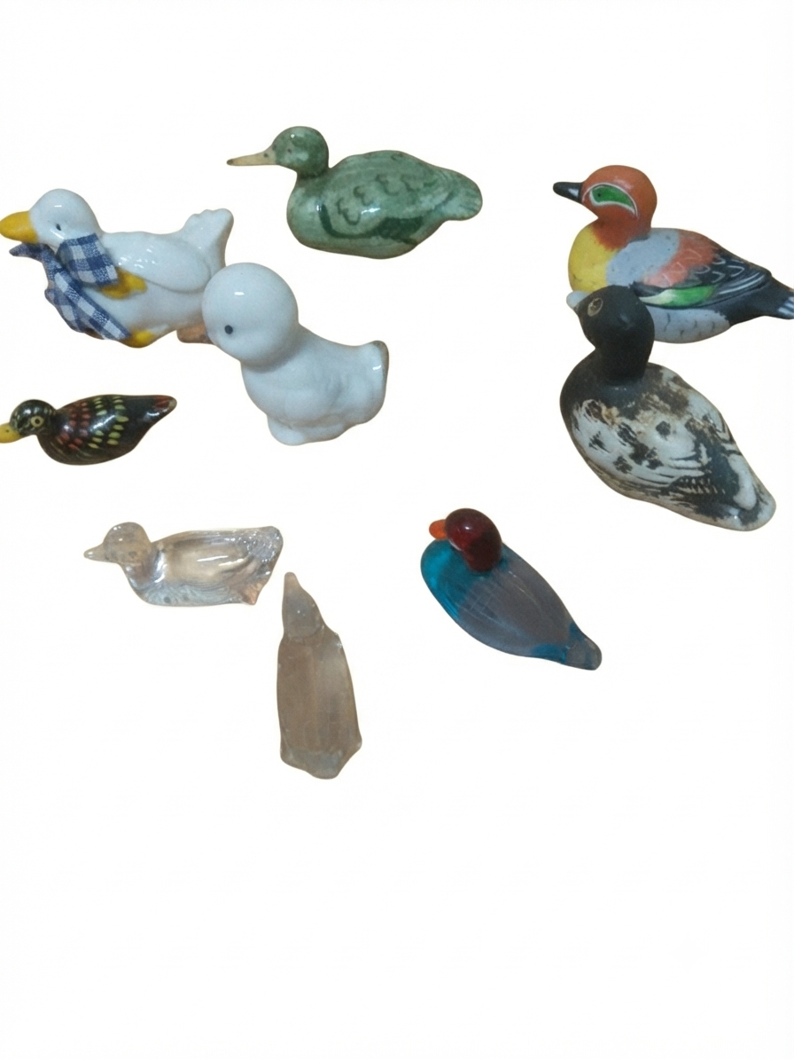 Lot de 9 Trésors : L'Étang Miniature (Faïence, Verre & Bois)