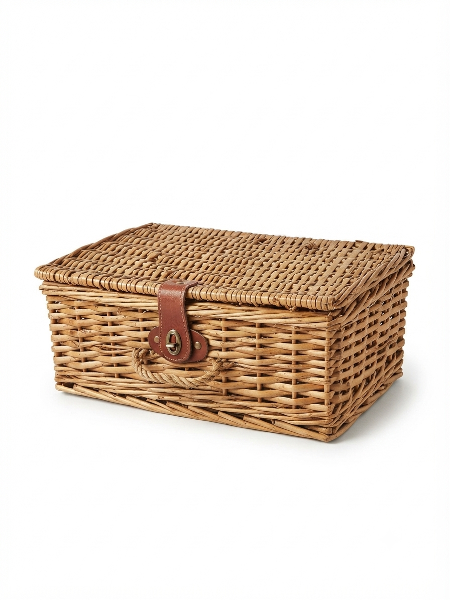 L'essentiel champêtre : panière en osier tressé & lanière cuir