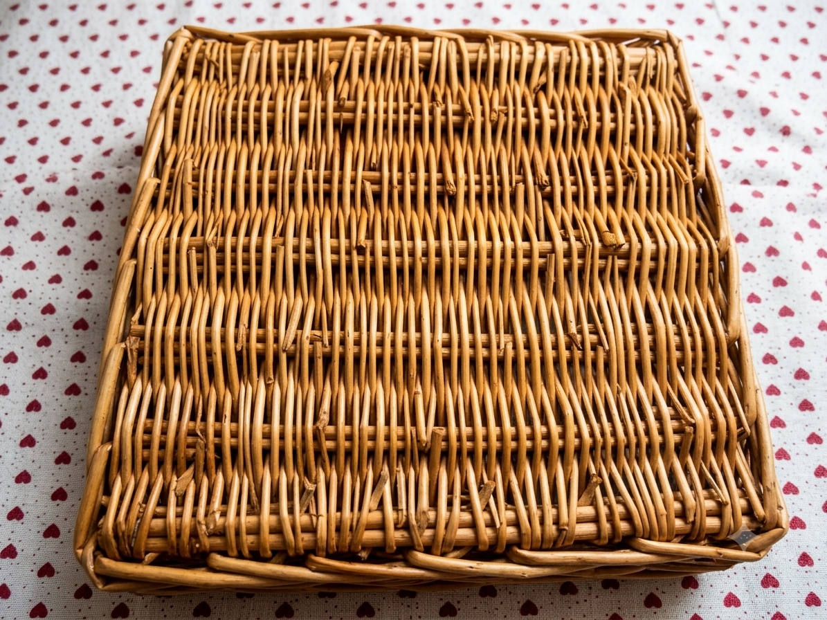 Panier de Pique-Nique Vintage en Osier et Cuir