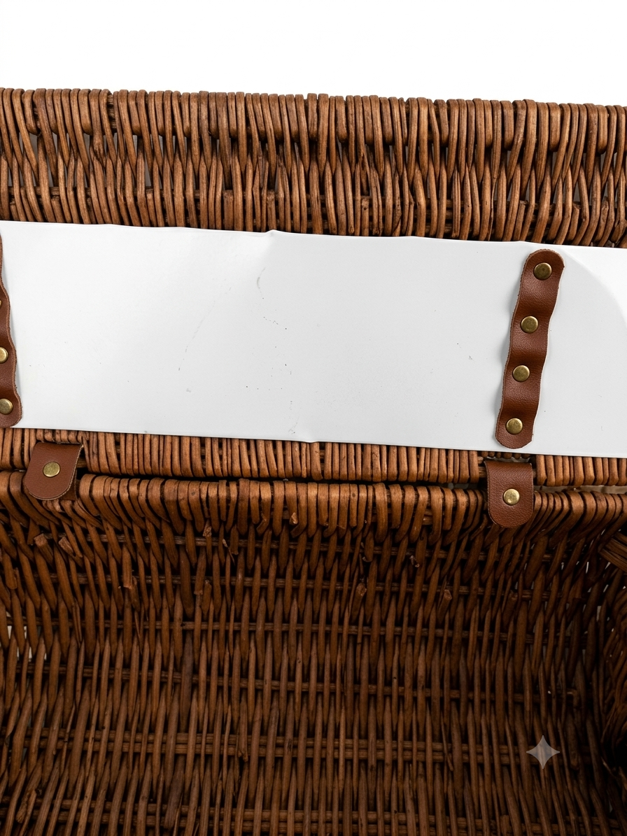 Panier de Pique-Nique Vintage en Osier et Cuir