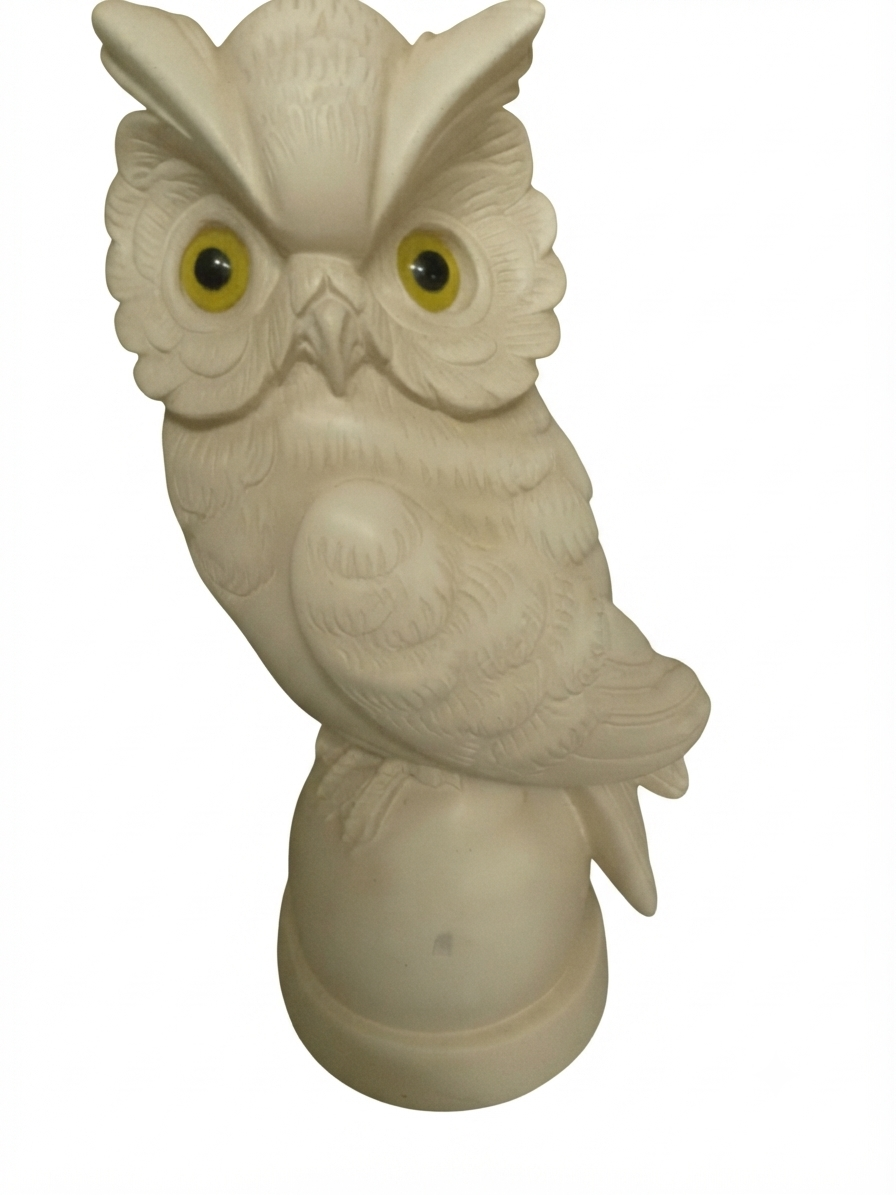 Grande Statuette Chouette Blanche 34 cm | Déco Cottage & Campagne Chic