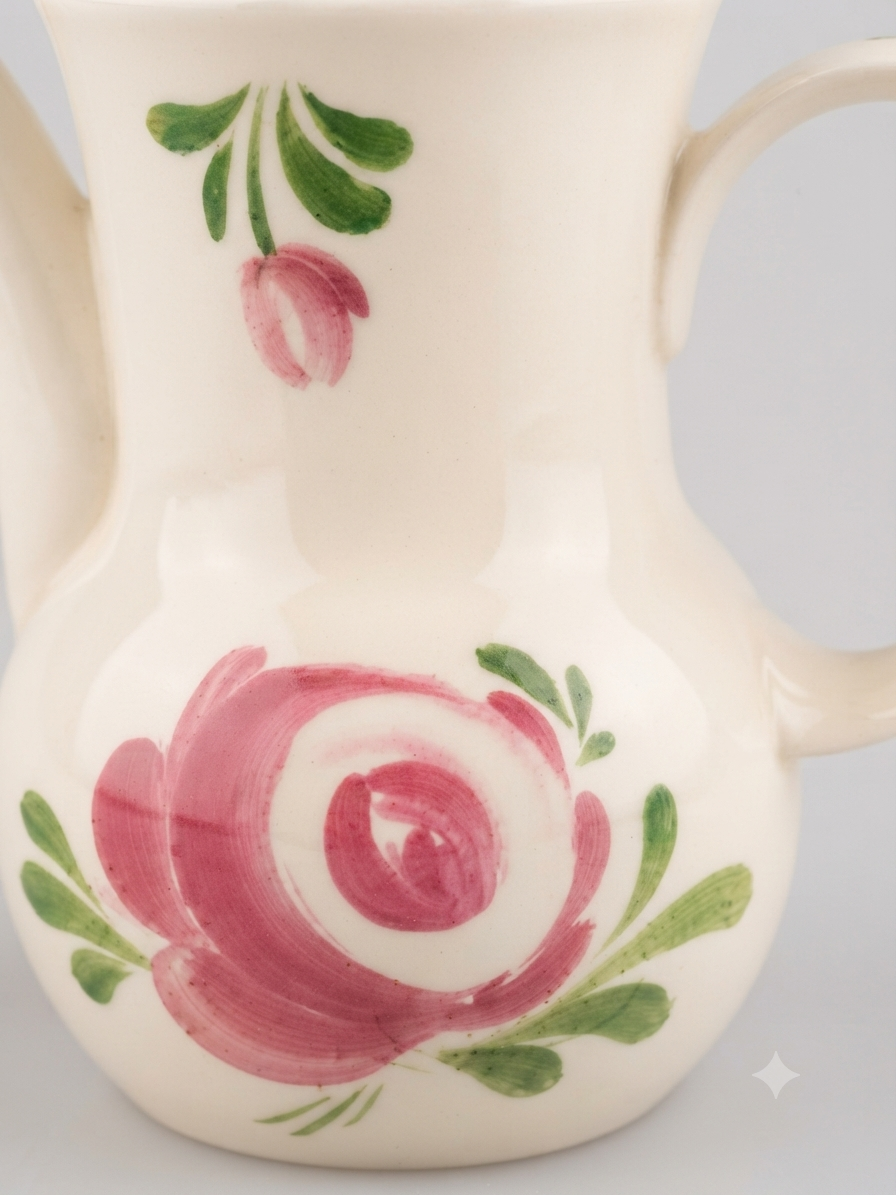 Grande verseuse ancienne en porcelaine Winterling Röslau Bavaria – Motif rose romantique