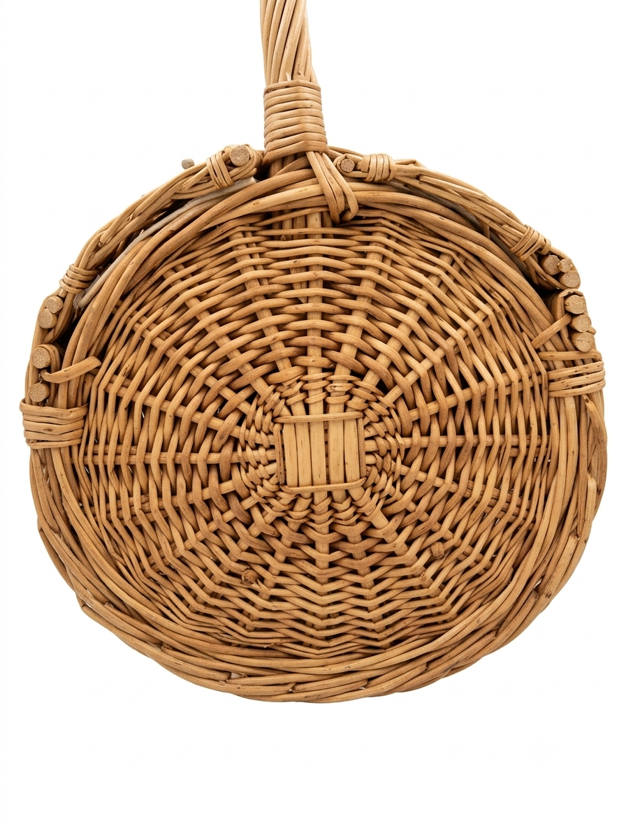 Panier de Pique-Nique Vintage en Osier et Cuir