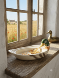 Coupe faïence vintage forme canard, style champêtre & cottage