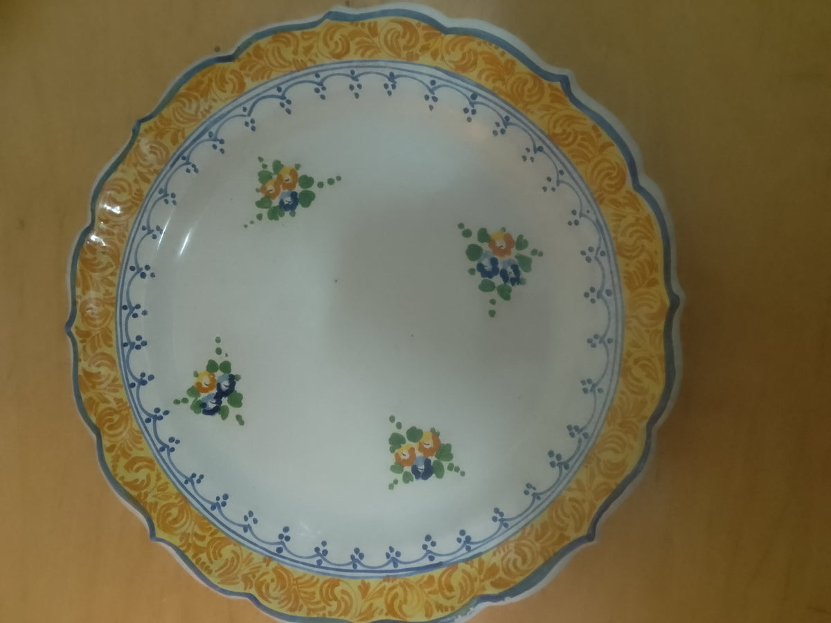 Grand plat rond en céramique peinte main - Style italien - Ø 33-34 cm - Réf 207