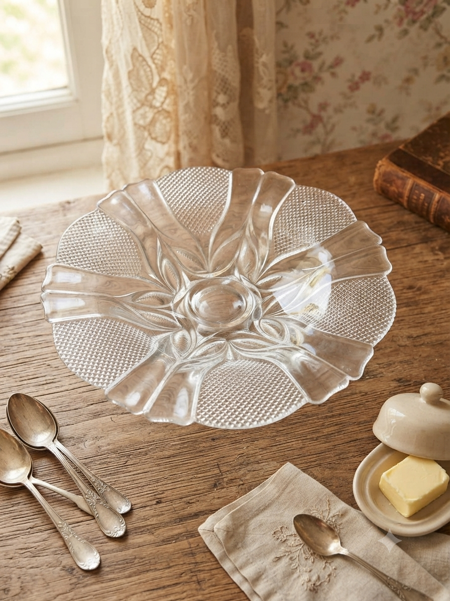 Plat Centre de Table Vintage en Cristal "Royale" - Cristal d'Arques