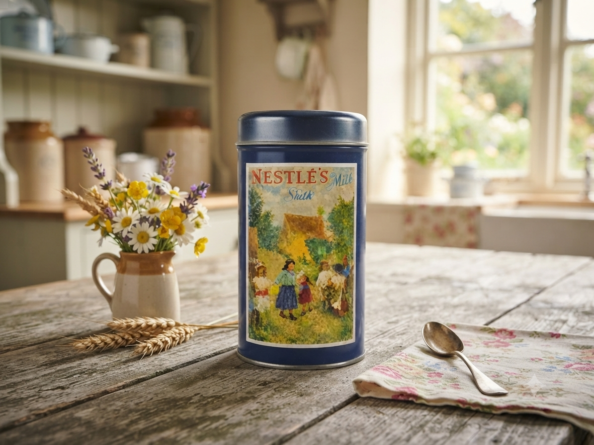 Boîte métal ancienne Nestlé's Milk 14 cm – Déco vintage cottage